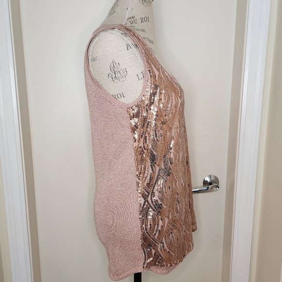 Rose gold sequin scoop neck top - Picture 4 of 10
